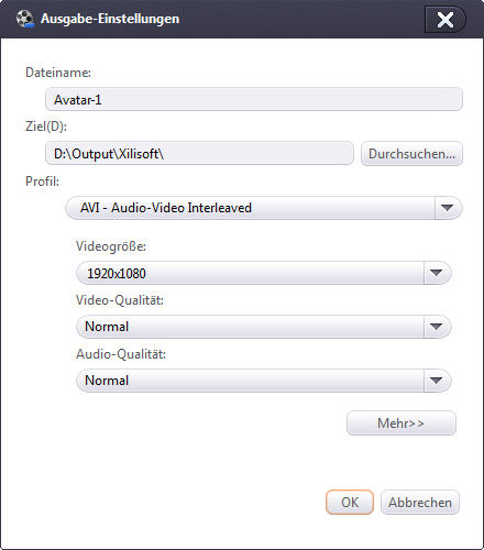 Xilisoft 3D Video Converter, 3D Typ verändern